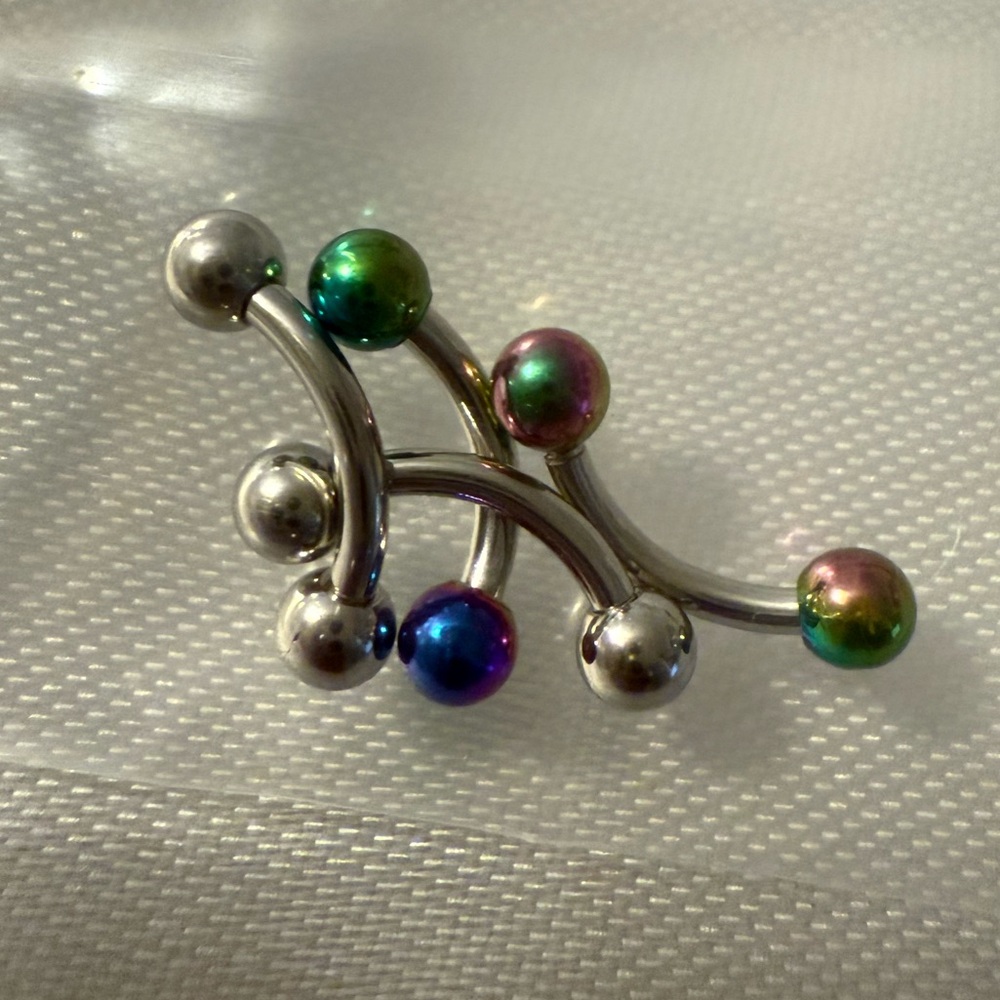 NEW 4pc Curved Barbell 16 Gauge Surgical Steel 1/4 Colorful